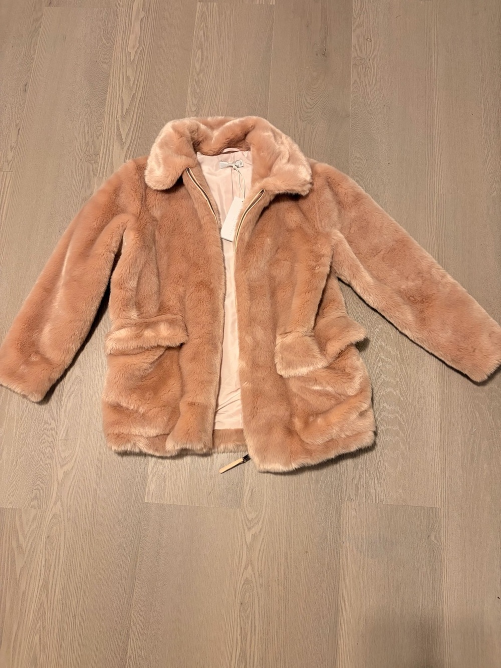 Stella McCartney Girls' Faux Fur Pea Coat - Peach